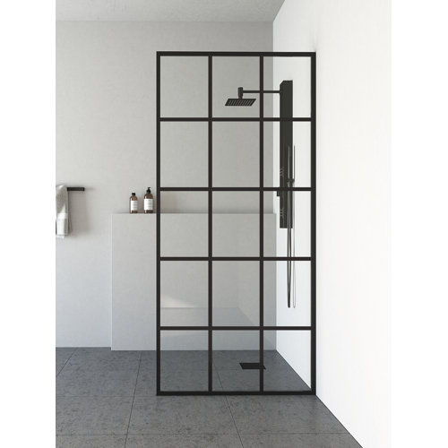 VIGO Mosaic 33.75" W x 73.75" H Framed Fixed Glass Shower Panel